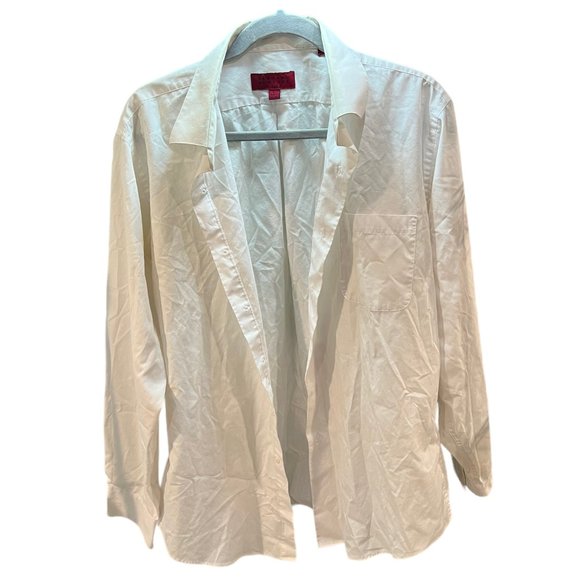 Bergamo Newyork Mens Shirt Button Down Long Sleeve Collared White L - Picture 1 of 9